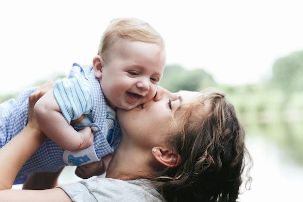 beautiful baby and mother