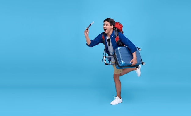 boarding blue backpack