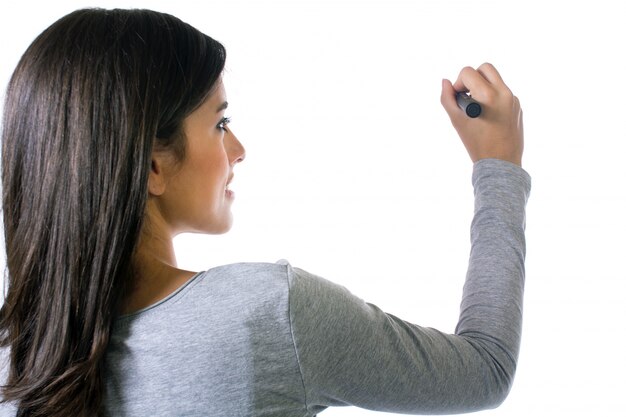 Premium Photo | Young female writing with tip marker