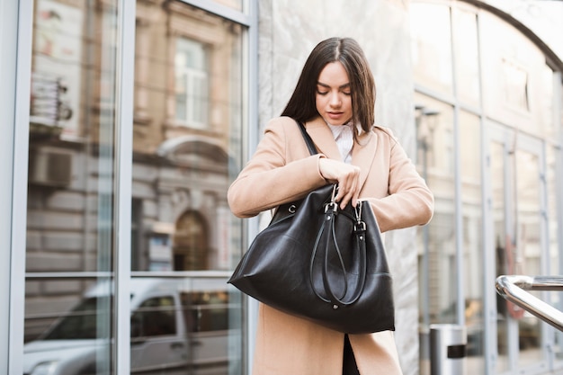 girl with handbag