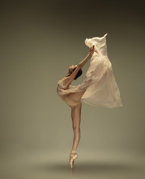 Free Photo | Young graceful tender ballerina on pastel wall