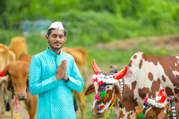 Premium Photo | Young indian farmer celebrating pola festival