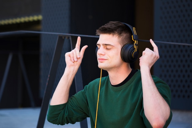 listening to music with earphones