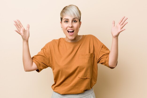 Young Plus Size Woman With Short Hair Receiving A Pleasant