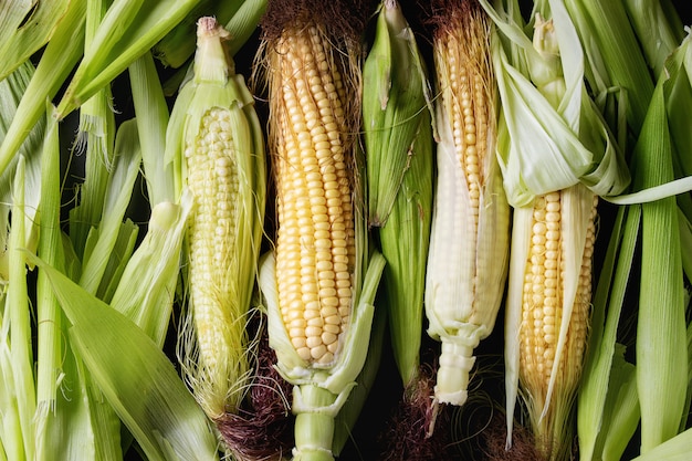 Premium Photo | Young raw corn cobs