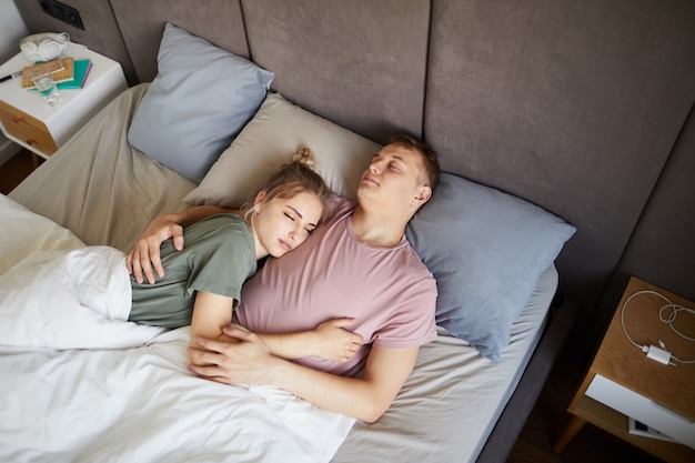 romantic photo on sleeping couple