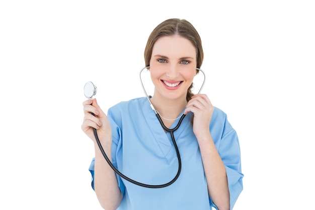 Young woman doctor wearing a stethoscope Photo | Premium Download