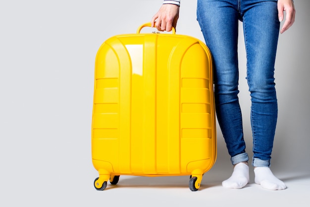 light yellow suitcase