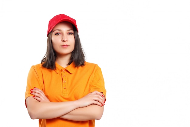 orange polo shirt girl