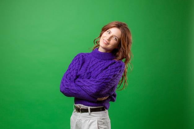 purple and green sweater