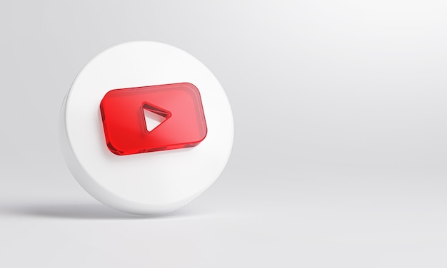 Premium Photo Youtube Acrylic Glass Icon On White Background 3d Rendering