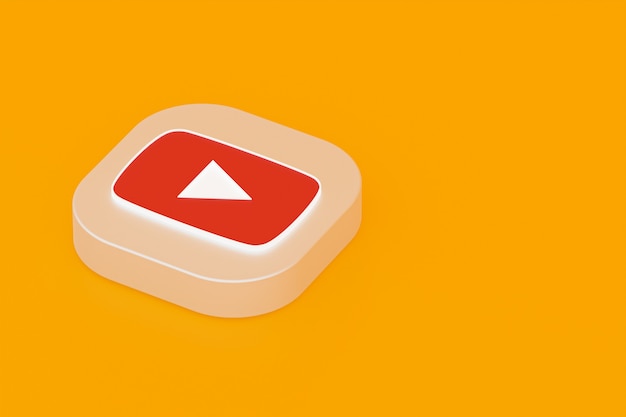 Premium Photo Youtube Application Logo 3d Rendering On Yellow Background