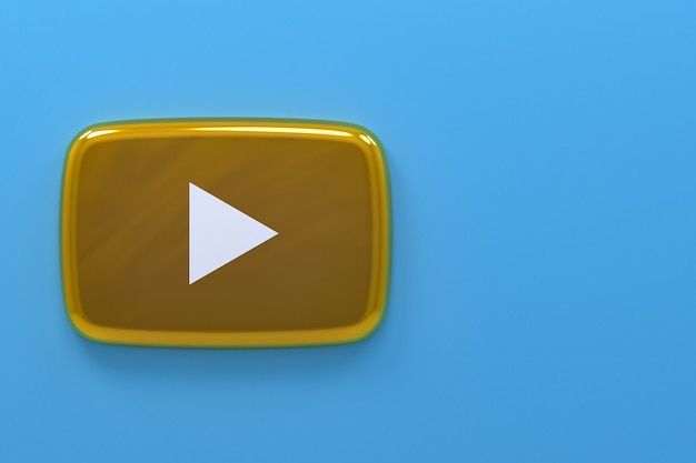 Premium Photo Youtube Gold Logo 3d Rendering