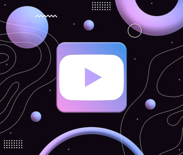 Premium Photo Youtube Logo Icon On The Background Of Aesthetic Neon Shapes 3d