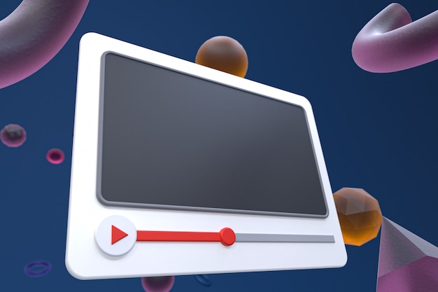 Premium Photo Youtube video player 3d design or video media player 