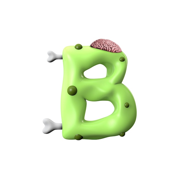 Premium Photo | Zombie Alphabet Letter B Halloween Font D Rendering