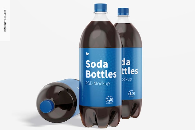 Download Free Psd 1 5l Soda Bottles Mockup Standing And Dropped