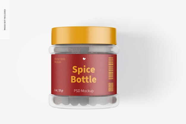Download Free Psd 1 Oz Clear Pet Spice Bottle Mockup Top View