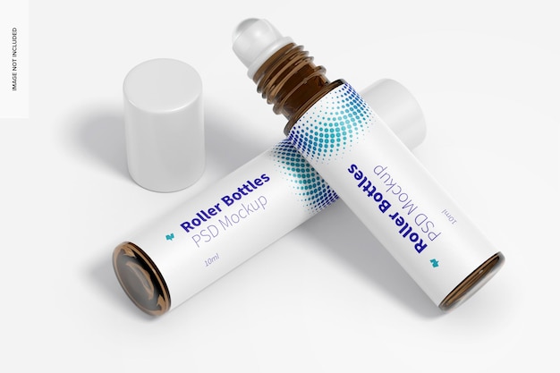 Download Premium Psd 10 Ml Roller Bottles Mockup Perspective