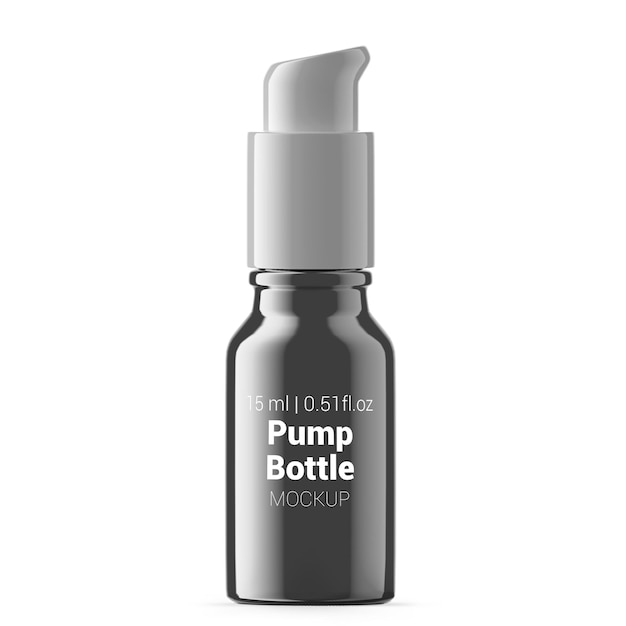 Premium PSD | 15ml silver glass pump bottle mockup