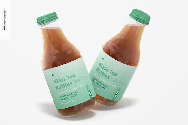 Download Free Psd 16 Oz Glass Tea Bottles Mockup