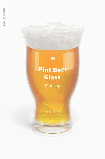 Download Free Psd 16 Oz Pint Beer Glass Mockup Front View