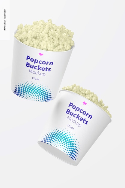 Premium PSD | 170 oz popcorn buckets mockup, floating