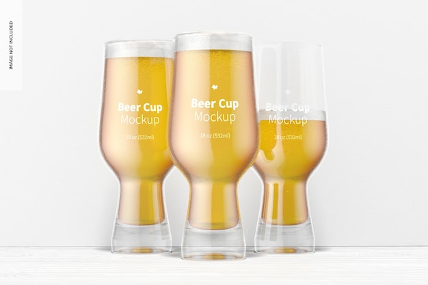 Download Premium Psd 18 Oz Glass Beer Cup Set Mockup