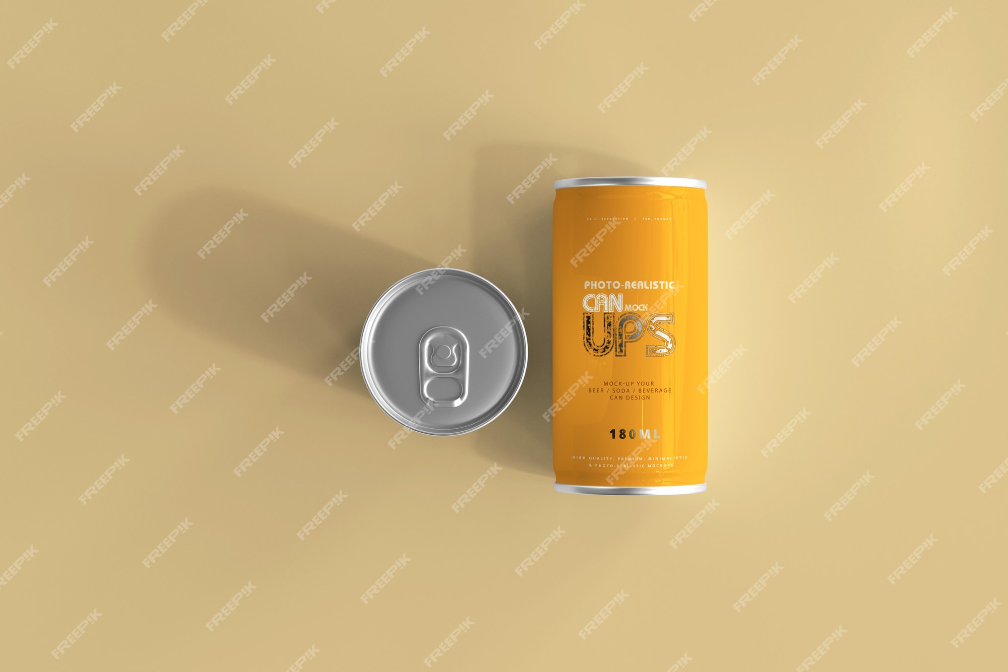 Premium PSD | 180ml aluminum can mockup isolated