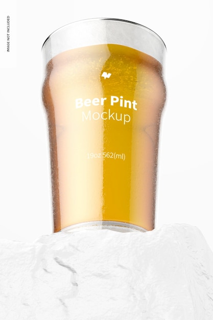 Download Free Psd 19 Oz Beer Nonic Pint Glass Mockup Bottom Front View