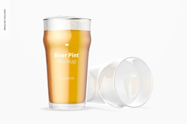 Download Free Psd 19 Oz Beer Nonic Pint Glass Mockup Dropped