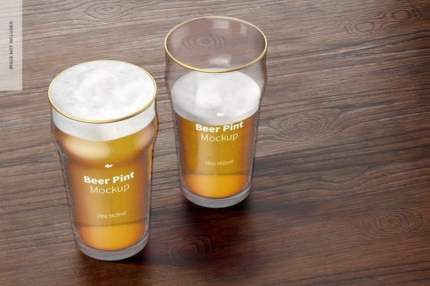 Download Free Psd 19 Oz Beer Nonic Pint Glass Mockup Perspective