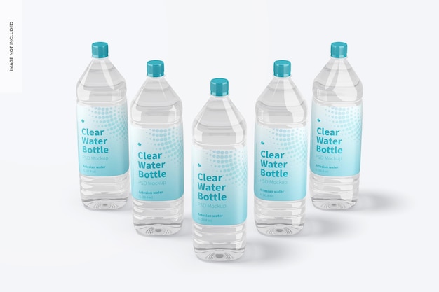 Download Free Psd 1l Clear Water Bottle Set Mockup