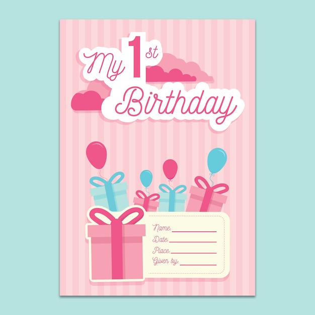 Download 1st birthday invitation mockup PSD file | Free Download