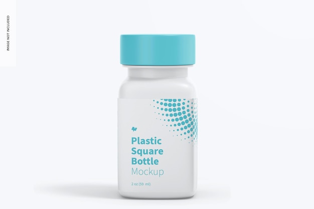 Download Free Psd 2 Oz Plastic Square Bottle Mockup Front View