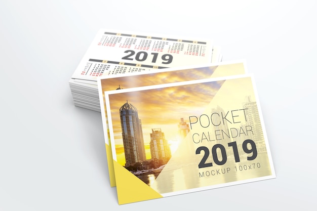 2019 pocket calendar mockup Premium Psd