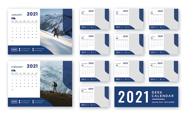 Premium PSD 2021 desk calendar template
