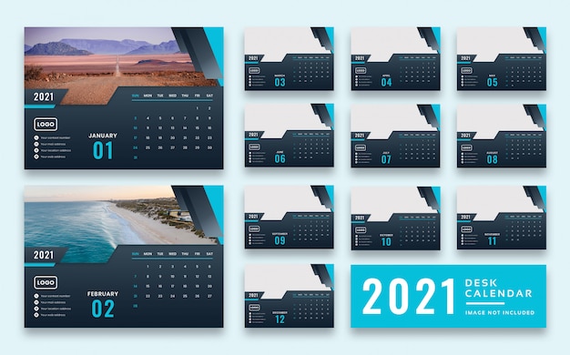 2021 desk calendar template Premium Psd
