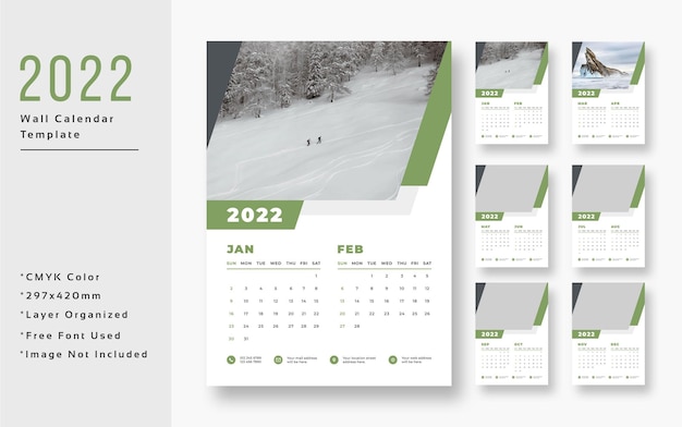 Premium Psd | 2022 Wall Calendar Template Design