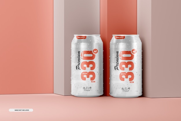 Download Free PSD | 330ml soda cans mockup