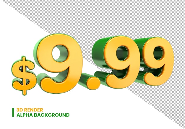 Premium PSD | 3d 9.99 dollar price sign