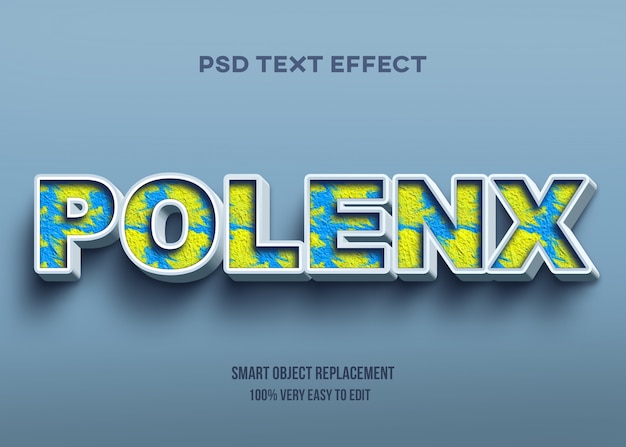 Download 3d abstract texture yellow and blue text effect | Premium PSD File