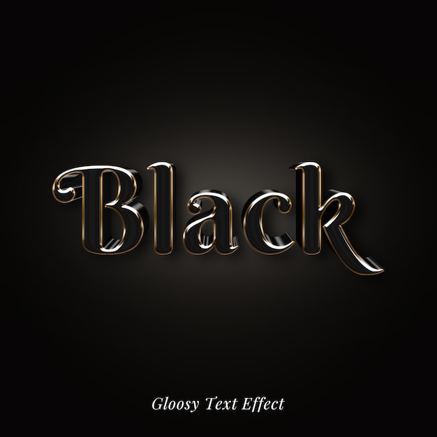 Download 3d black elegant glossy text style effect | Premium PSD File