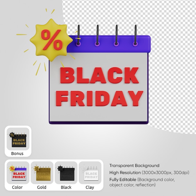 Premium PSD 3d black friday calendar