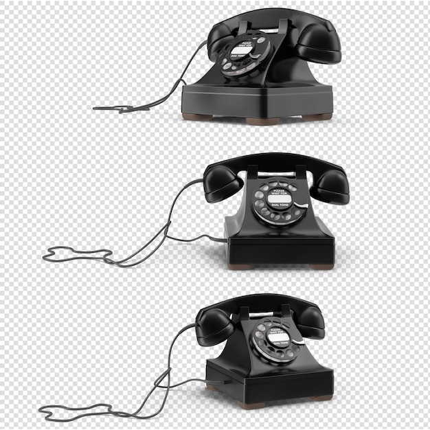 Premium PSD | 3d black vintage telephone isolated