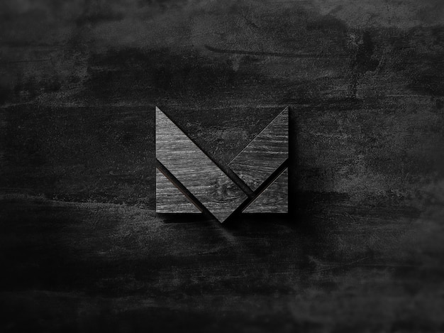 3d wood logo mockup