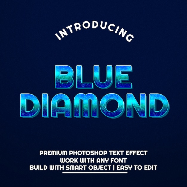 Download 3d blue diamond text effect premium psd PSD file | Premium Download