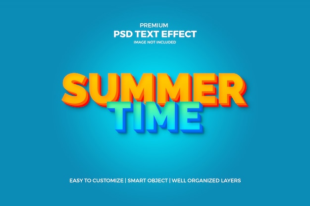 Download 3d blue and yellow summer text effect | Premium PSD File