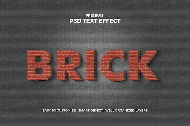 Premium PSD | 3d brick text effect mockup