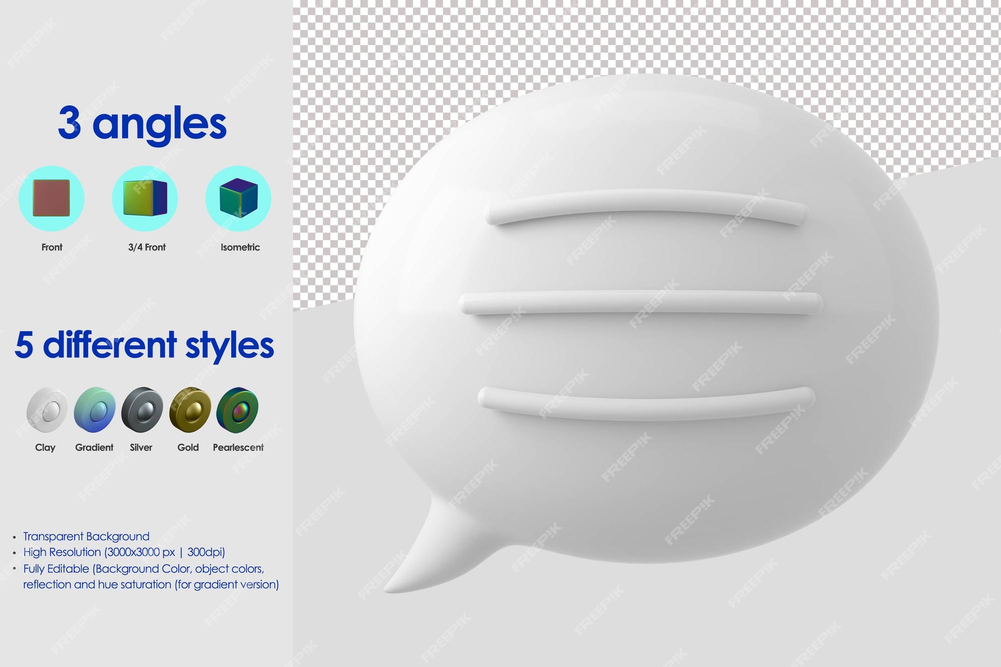 Free Psd 3d Bubble Speech With Text Lines Icon